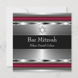 Svart Röd Davidstjärna Bar Mitzvah Inbjudningar