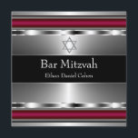 Svart Röd Davidstjärna Bar Mitzvah Inbjudningar<br><div class="desc">Svart,  röd och silver Davidstjärna Bar Mitzvah-inbjudan.</div>