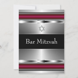Svart Röd Davidstjärna Bar Mitzvah-mall Inbjudningar