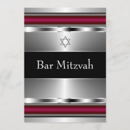 Svart röd Davidstjärna Bar Mitzvah-mall Inbjudningar