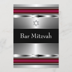 Svart Röd Davidstjärna Bar Mitzvah-mall Inbjudningar
