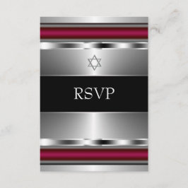 Svart Röd Davidstjärna Bar Mitzvah RSVP OSA Kort
