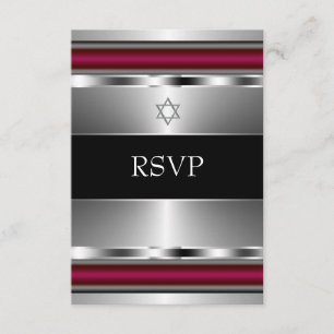 Svart Röd Davidstjärna Bar Mitzvah RSVP OSA Kort