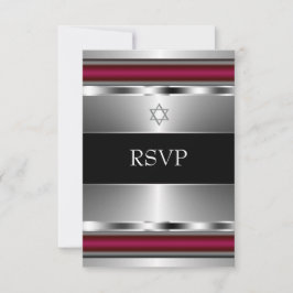 Svart Röd Davidstjärna Bar Mitzvah RSVP OSA Kort
