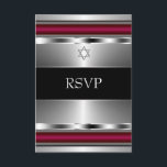 Svart Röd Davidstjärna Bar Mitzvah RSVP OSA Kort<br><div class="desc">Svart,  röd och silver Davidstjärna Bar Mitzvah inbjudan RSVP. Bar Mitzvah svars kort. Röd svart Bar Mitzvah inbjudan RSVP..</div>