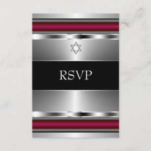 Svart Röd Davidstjärna Bar Mitzvah RSVP OSA Kort