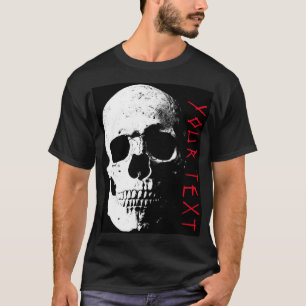Svart Röd Döskalle Skräck Text Herr Modern Hallowe T Shirt