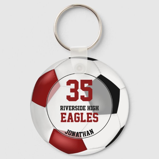 Svart röd, enkel fotboll-killars laganda nyckelring (Framsida)