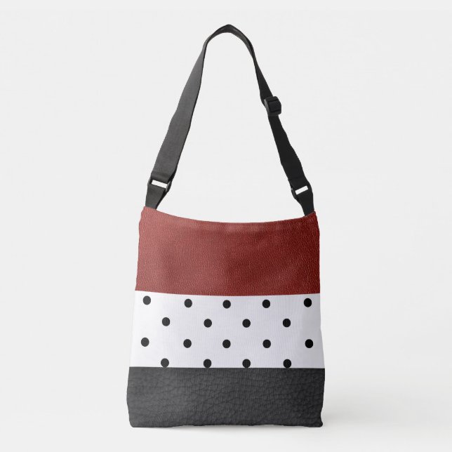 Svart/röd Faux-Polka dots - Tote Bag Axelväska (Framsida)