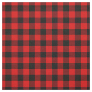 Svart röd Gingham Checks Tartan Squares Mönster Tyg