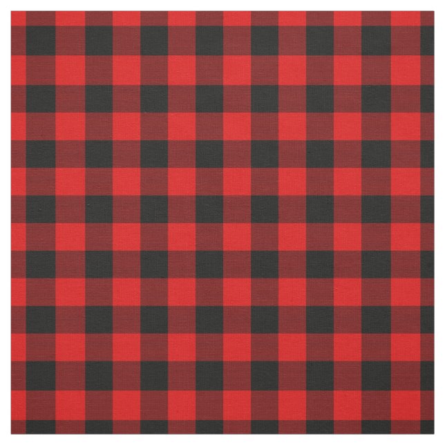 Svart röd Gingham Checks Tartan Squares Mönster Tyg (Provkarta)
