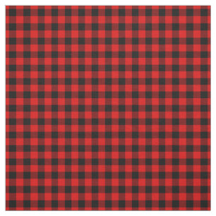 Svart röd Gingham Checks Tartan Squares Mönster Tyg