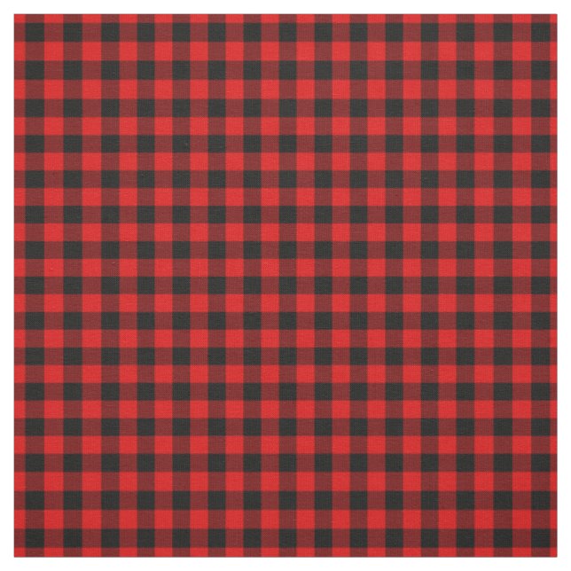 Svart röd Gingham Checks Tartan Squares Mönster Tyg (Provkarta)