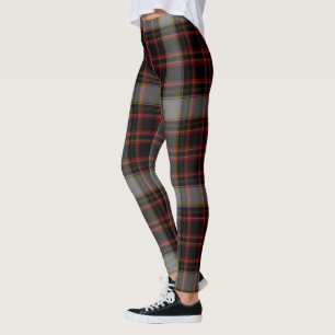 Svart röd grå jätte- Tartanpläd Leggings