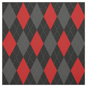 Svart röd Grått Argyle Mönster Tyg
