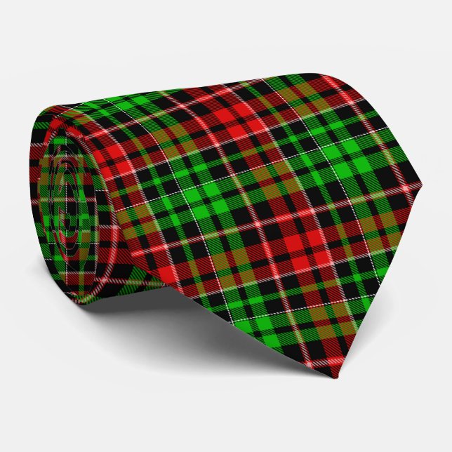 Svart Röd Grön Karo Tartan Design  Slips (Rullad)