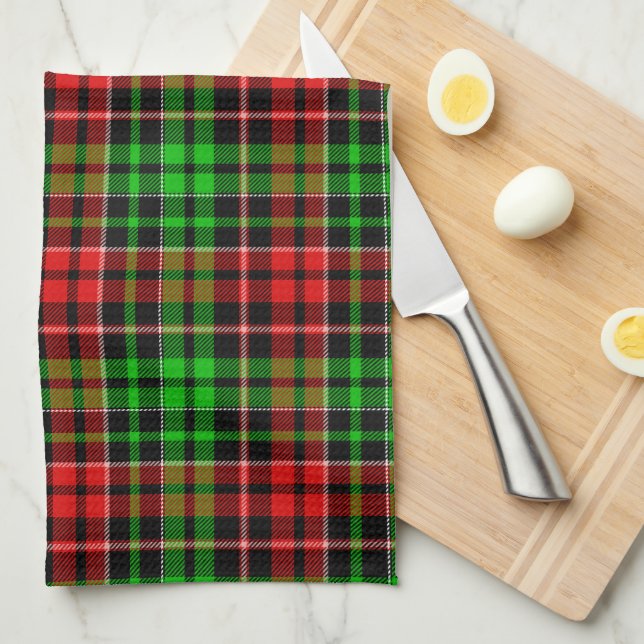 Svart Röd Grön Plaid Tartan Design  Kökshandduk (Vikt i Fjärdedel)