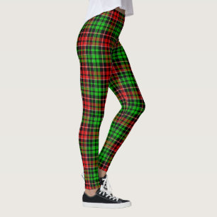 Svart Röd Grön Plaid Tartan Design Leggings
