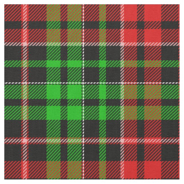 Svart Röd Grön Plaid Tartan Design  Tyg (Närbild)