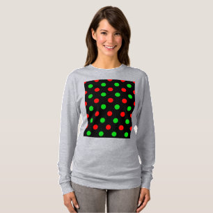 Svart Röd Grön Prickig Design T Shirt