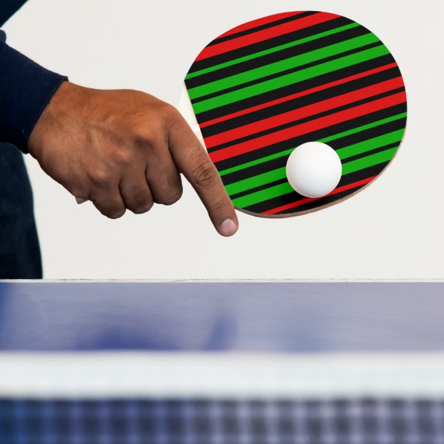 Svart Röd Grön Randigt Mönster   Pingisracket (Insitu)