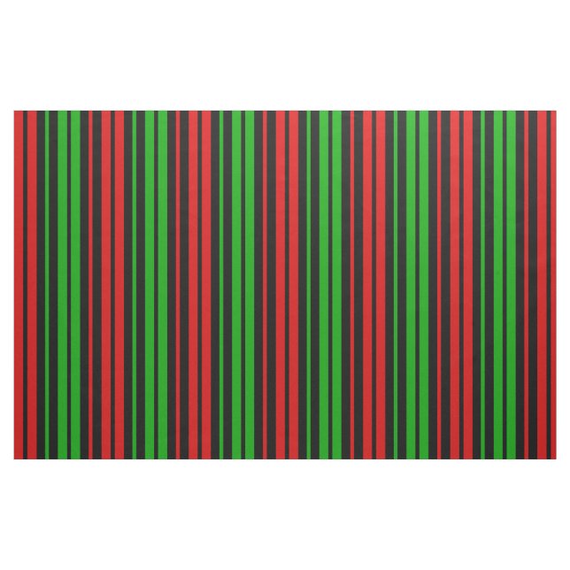 Svart Röd Grön Randigt Mönster   Tyg (Fat Quarter)