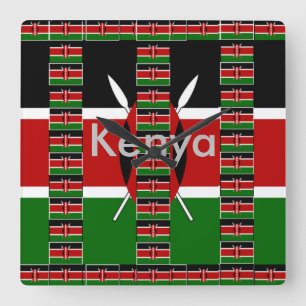 Svart röd Grönt Art Mönster Design Fyrkantig Klocka
