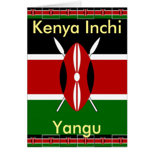 Svart röd Grönt: Vackert Kenyas Flagga Art Design Hälsningskort