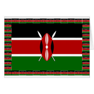 Svart röd Grönt: Vackert Kenyas Flagga Art Design Hälsningskort