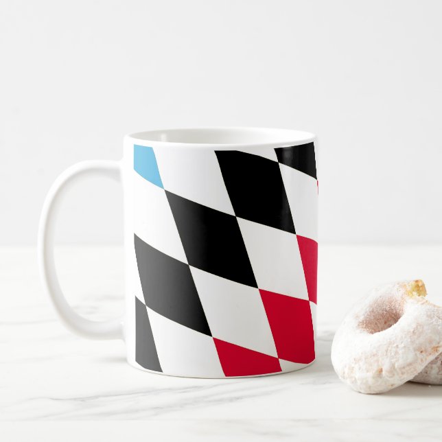 Svart Röd Gul Blå Bayern Diamant Flaggmönster Kaffemugg (Med munk)