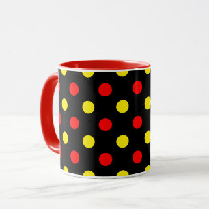 Svart Röd Gul Prickig Design Mugg