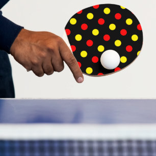 Svart Röd Gul Prickig Design Pingisracket