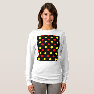Svart Röd Gul Prickig Design T Shirt