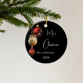 Svart röd guld-baubles jul julgransprydnad keramik