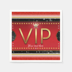 Svart Röd Guld Glam Stars VIP-biljett Anpassad fes Pappersservett
