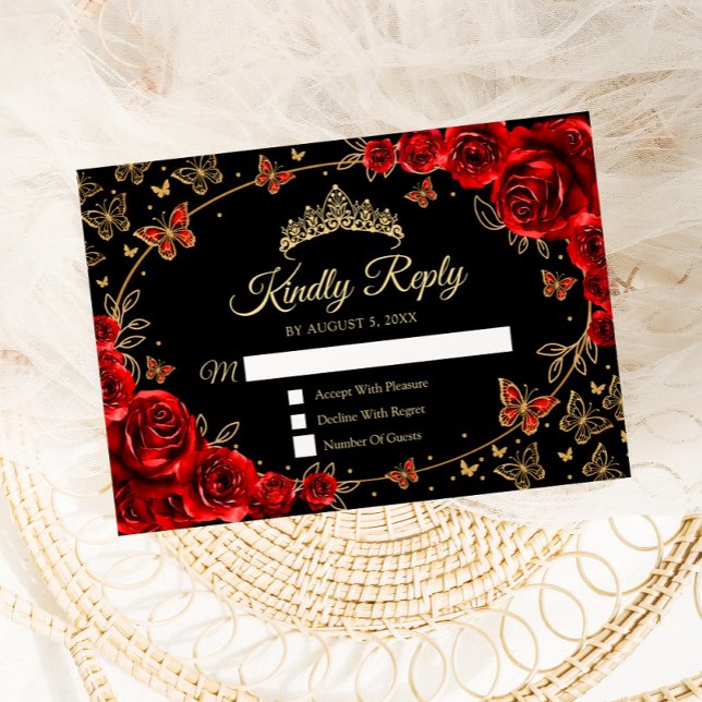 Svart Röd Guld Quinceanera Svar (Skapare uppladdad)