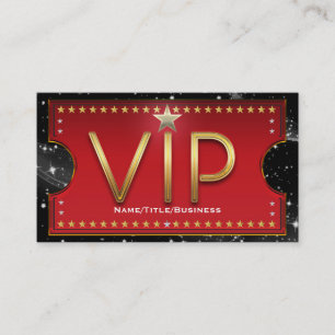 Svart Röd Guld & Silver Glam Anpassad VIP-biljett Visitkort