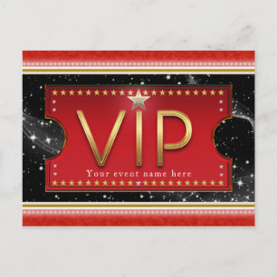 Svart Röd Guld & Silver Glam VIP-eventfest Inbjudan Vykort