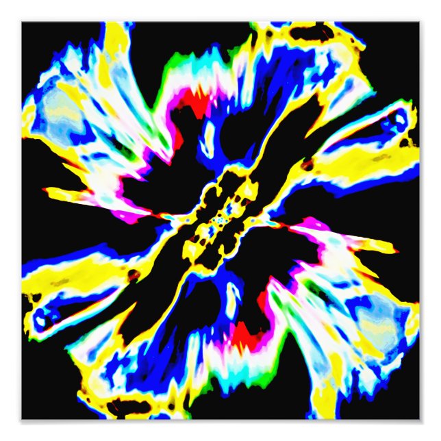 Svart, Röd, Gult, Blå blanksteg Blå design Fototryck (Framsidan)