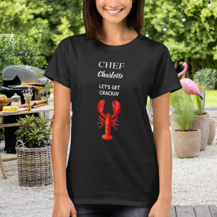 Svart röd hummer kräftor boil party kock t shirt