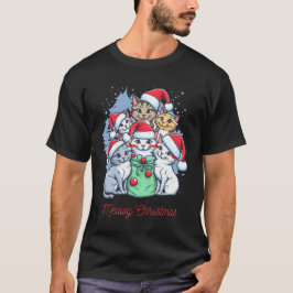 Svart Röd Katt Jul Jul T Shirt