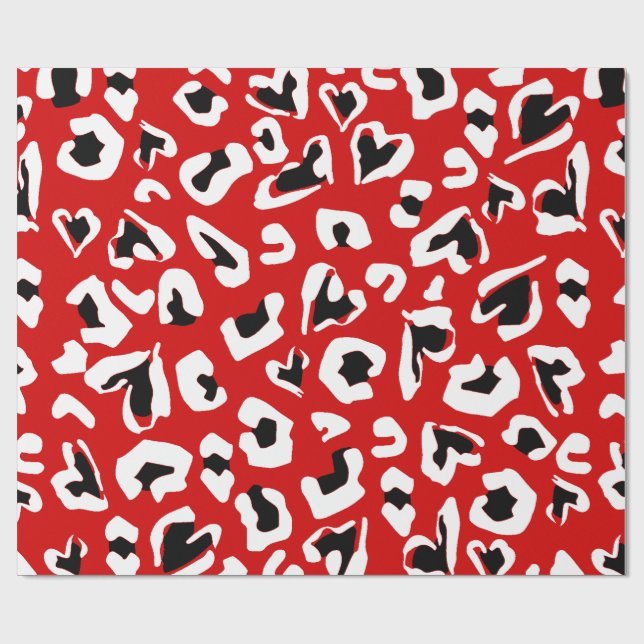 Svart röd leopard - djurtrycksvärmare presentpapper (Platt)