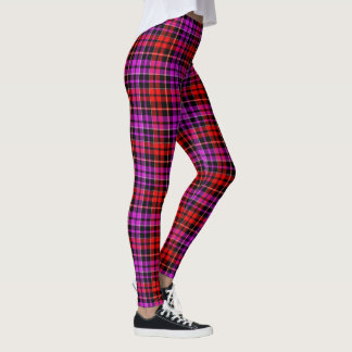 Svart Röd Lila Rutig Tartan Design  Leggings
