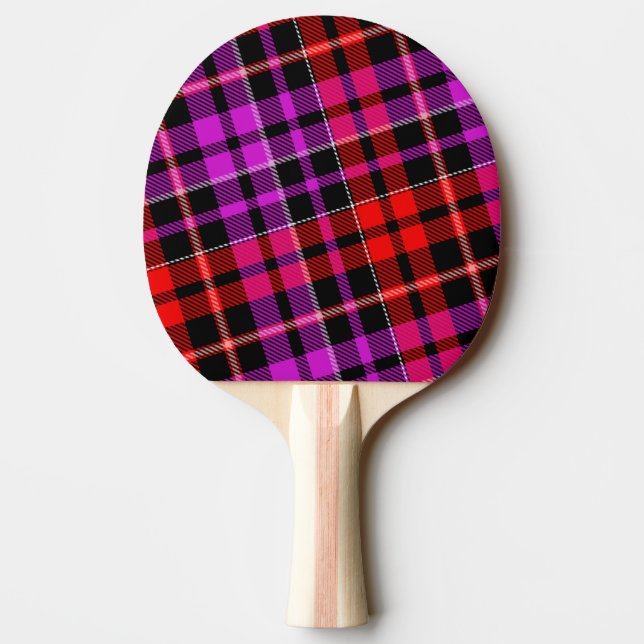 Svart Röd Lila Rutig Tartan Design  Pingisracket (Baksidan)
