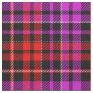 Svart Röd Lila Rutig Tartan Design Tyg