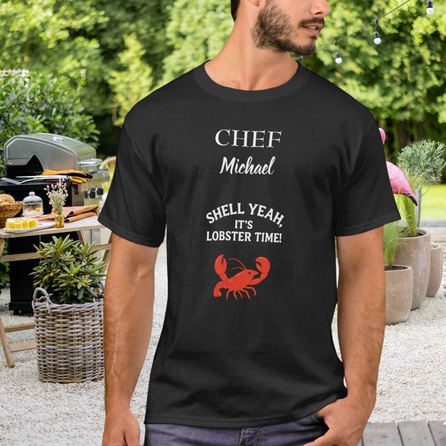 Svart röd lobster kräftor boil kokock t shirt (Skapare uppladdad)