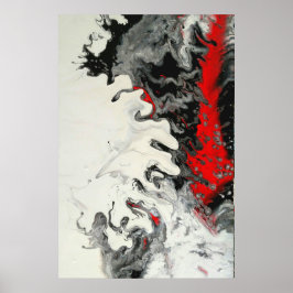 Svart Röd Modern Abstrakt Fluidkonst Poster