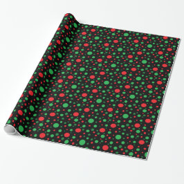 Svart röd och Grönt Polka dots Gift Wrap Presentpapper