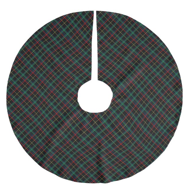 Svart, röd och Grönt Tartan Julgransmatta Borstad Polyester (Framsidan)