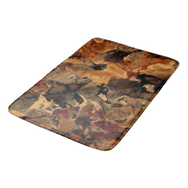 Svart, röd och rost badrumsmatta (Vinklad)